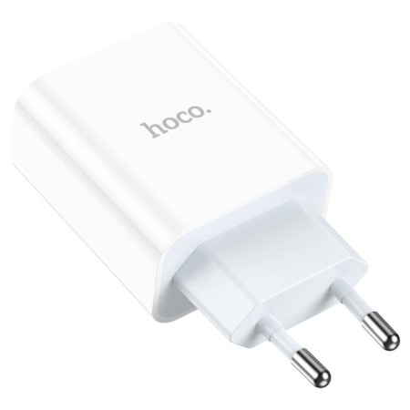 Network charger Hoco C97A, 1 USB, 1 Type-C, 20 W + 18 W, PD + Qc, white-1