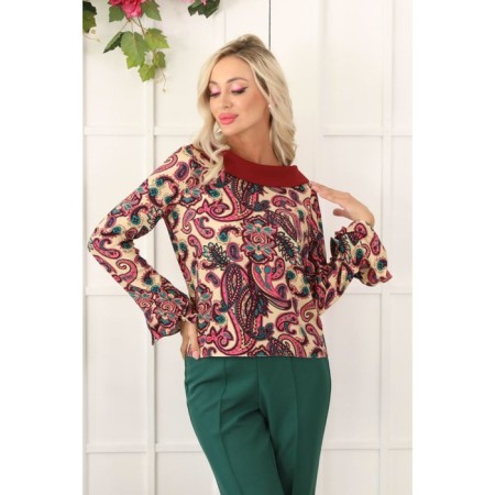 Female blouse, size 44, burgundy color-3