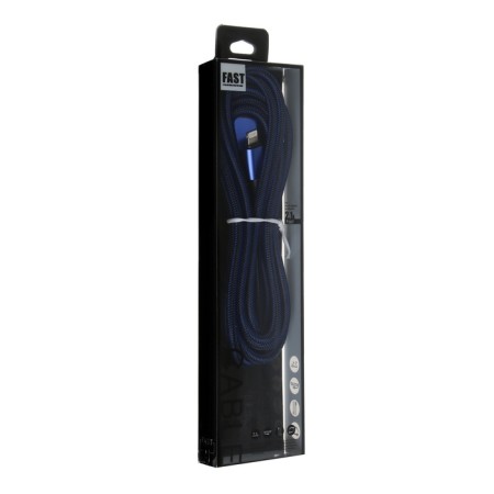 Lightning cable - usb, 2.1 a, nylon braid, 2 meters, blue-3