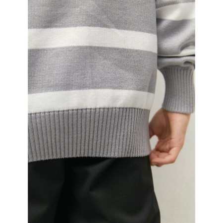 Sweater Knitted Children's Amarobaby Strip, Height 140 cm, Gray Color-13