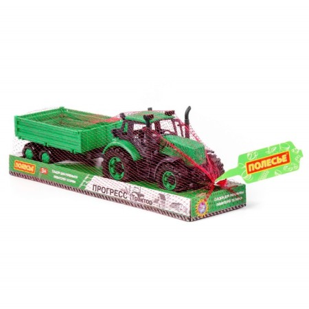 Tractor "Progress" with an on -board trailer, inertial, green color-7
