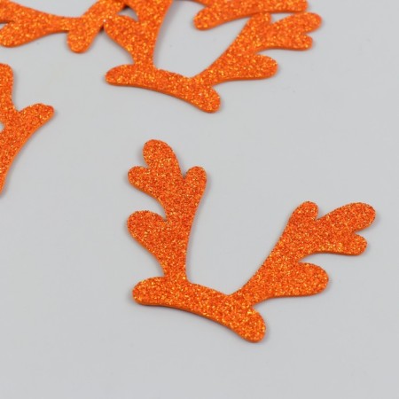 Decor "horns" 7.5x6 cm red set 5 pcs foam glitter