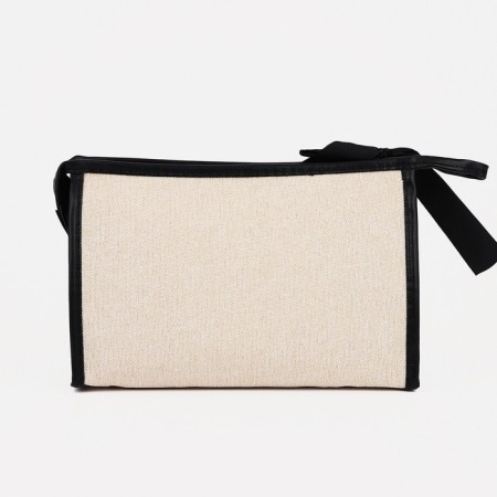 Cosmetic bag with lightning, with lining, beige color-1