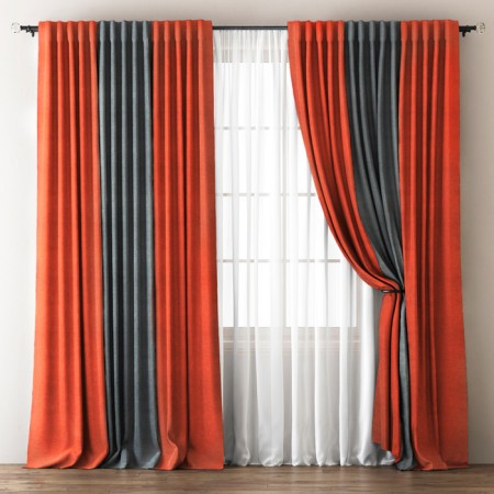 Kirsten curtain set, size 170 x 270 cm, terracott / wet asphalt