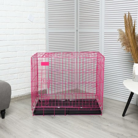 A cell with a hatch for dogs and cats, 85 x 60 x 70 cm, pink-1