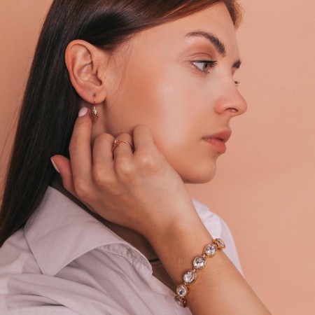 Earrings "leaf" Small, pink gilding-1