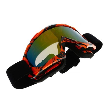 Glass-mask for motorcycle driving, blue-hameleon glass, orange-black color, OM-7-2