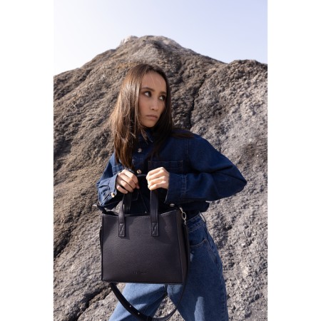 Female bag Textura, tout, medium size, blue color-8