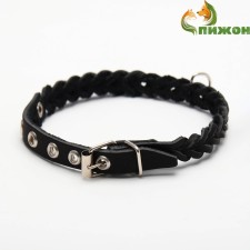 Collar leather wicker, 1.2 x 36 cm, Osh 20-30 cm, black
