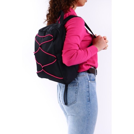 School backpack textile with lacing, black color-9