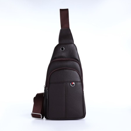 Male sling bag, artificial leather, brown color-2