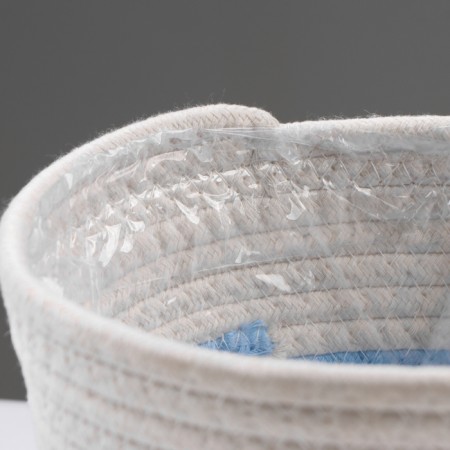 Kashpo wicker "Namibia", 21.5x21.5x18.8 cm, natural, blue, white-3