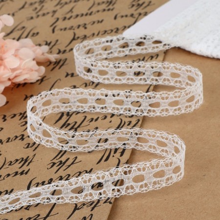 Capricon lace, 15 mm × 10 ± 1 m, white color