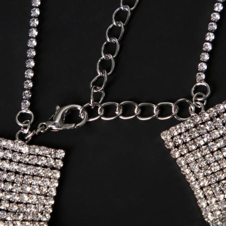 Choker "grace of sparks" is narrow, white color in silver, l = 31 cm-1