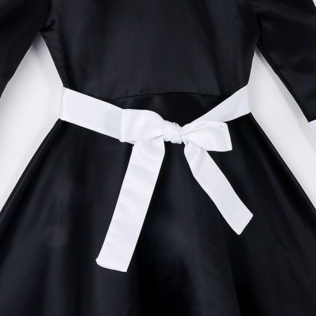 Carnival black dress with a white collar, satin, p/e, rr34, p134-4