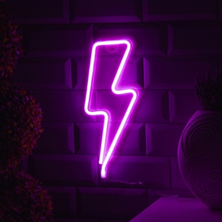 Neon sign "Lightning" 13 × 33.5 cm, AAX3 batteries (not in the kit), USB, glow pink