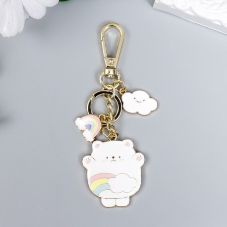 Trick metal, enamel with a carbine "White Bear with a cloud and rainbow"-1