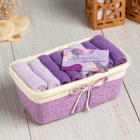 A set of terry decorative napkins Ethel Beautiful, 30 × 30 cm - 8 pcs, lilac, 100% cotton