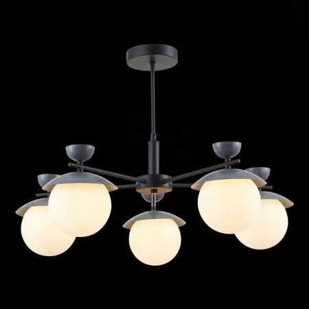 Ceiling EVOLUCE lamp. Sle220202-05. Genova. 5x5 watts, G9, 4000k, 67x67x46 cm, black color, gray-1