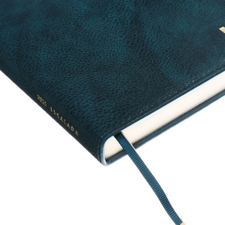 Dated 2025 diary, Escalada, A5+ 176 sheets, integral cover, artificial leather, foil embroidery, lies, block 80 g/m2, green block-3