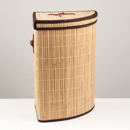 Storage basket, with handles, folding, 34 × 34 × 52 cm, bamboo, jute-1