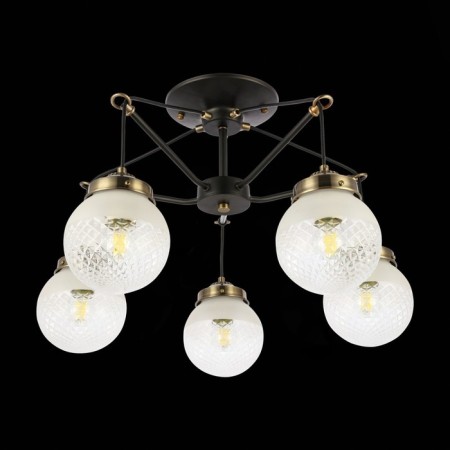 Ceiling EVOLUCE lamp. Sle110302-05. Stricce. 5x60 watts, E27, 59x59x36 cm, black color, bronze-3