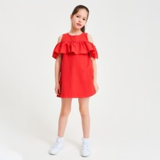 Dress for Girls Minaku: Cotton Collection Terracott Color, Height 98