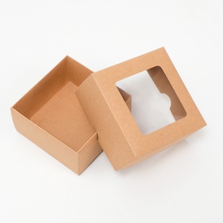 The box is folding, the lid is, with the window, craft, 10 x 10 x 5 cm-2