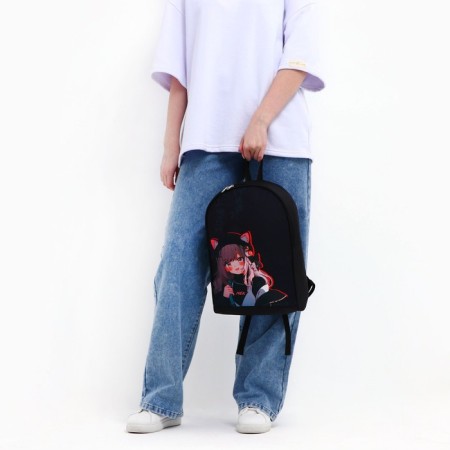School textile Backpack "Anime Girl", 38x14x27 cm, black color-8