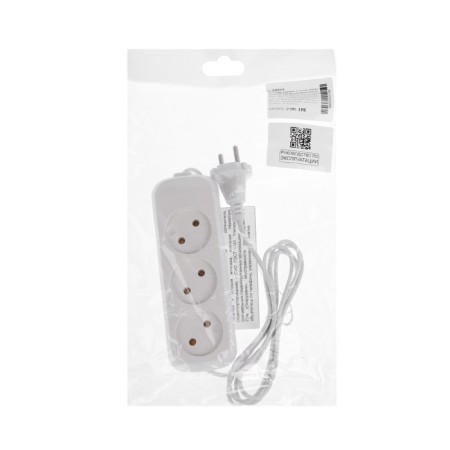 Extension cord 3 sockets, 1.7 m, 6 A, 1300 W, SHVVP 2x0.5 mm2, without salary, white-3