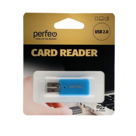 Card-reader Perfeo PF-VI-R022, USB/Micro SD, blue-1