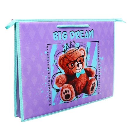 Folder for drawings and drawings A3, 470 x 345 x 50 mm, handles, plastic/textiles, lightning from above, pr 3 -20 "cute bear" 72692-1