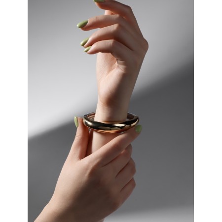 The cuff bracelet "Volume", metal, silver-golden color-4