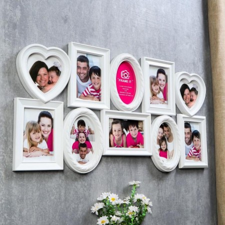 Photo frame plastic in 10 photos 10x15, 12x12 cm "Stylistics" White, 37x72 cm-1