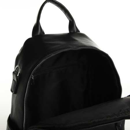 City backpack on lightning, from artificial leather, black color-4