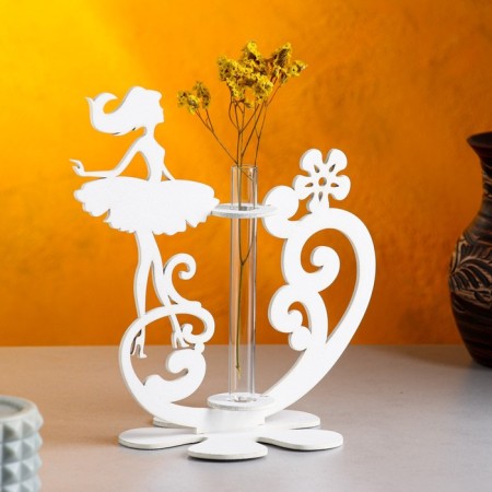Wooden Kashpo 13.5 × 13 × 22 cm with 1 flask "ballerina", white give beautifully