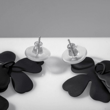 Earrings Metal "brightness" flowers, black color-2
