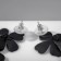 Earrings Metal "brightness" flowers, black color