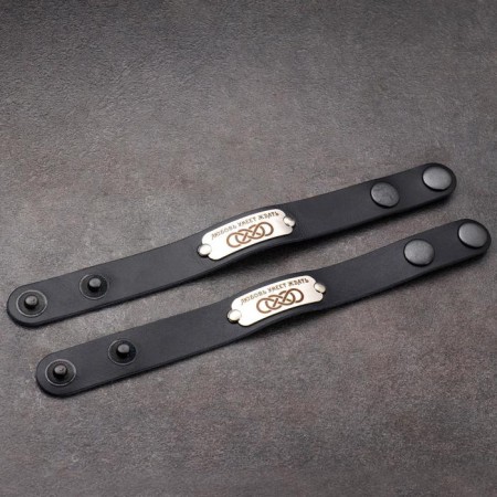 Pair bracelets "Love knows how to wait", genuine leather, steel