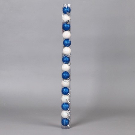 Set of balls plastic D-3 cm, 15 pcs "shine" white blue-1