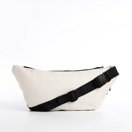 Bag on one shoulder with zipper, 2 outer pockets, milk color-4