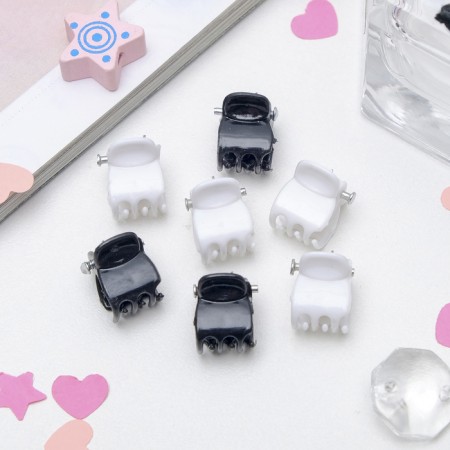 Hair crab "Mini" (set 100 pcs) simple, 1 cm, black and white-1