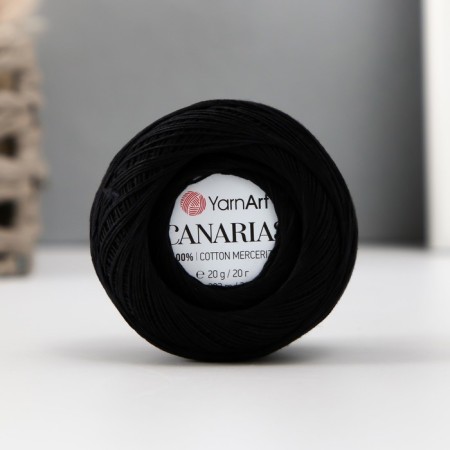 The yarn "Canarias" is 100% Merceris. cotton 203m/20g (9999 black)