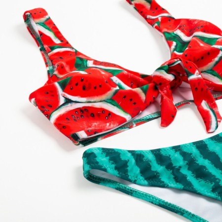 Swimsuit female separate minku color red/green, size 46-8