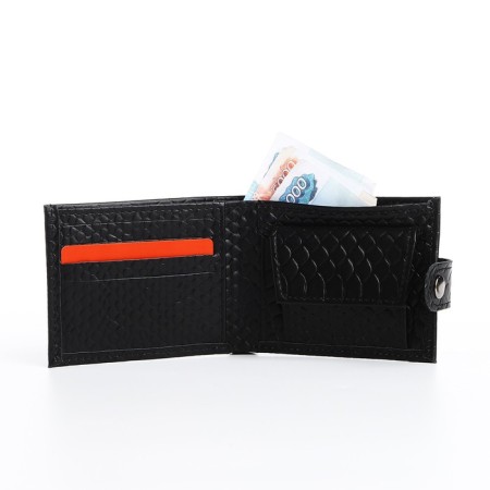 Women's wallet on the button, black color-4