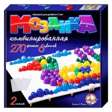 Mosaic is round, 270 elements of 10, 15, 20 mm, 6 colors, 2 boards