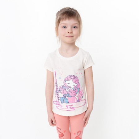 T-shirt for a girl, color light-beige, height 104-3