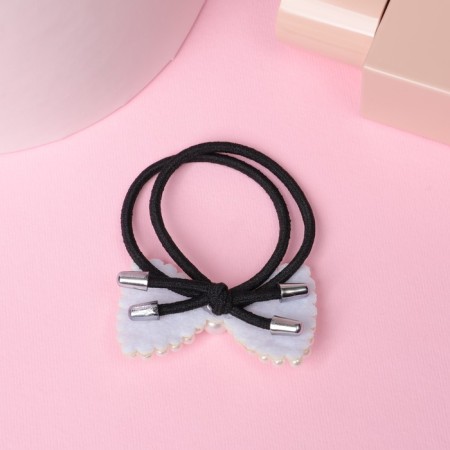 Hair elastic band "Pearl paradise" large bow-2