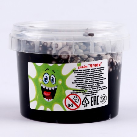 Slime "Plus", black with balls, container 90 g-2