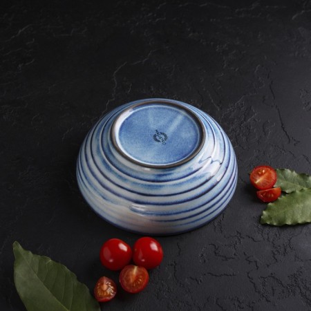 Porcelain salad Magistro Garland, 500 ml, D = 16 cm, blue color-3